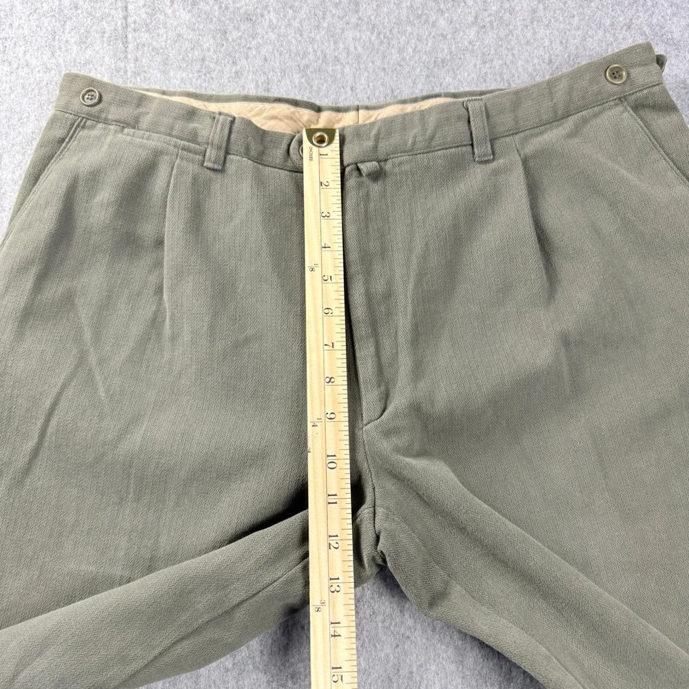 Aquascutum AquaSport Mens 38x33 Olive Green Cotton Pleated Pants Made Italy
